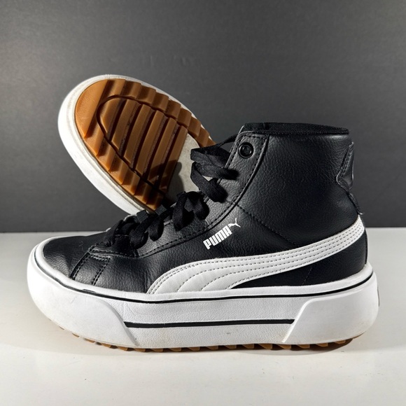 PUMA Black and White High-Top Sneakers Women’s Size 7 Athletic Shoes - Picture 12 of 14